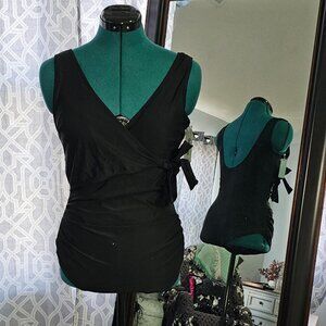 Tempotrek Black Wrap‑Front One‑Piece Swimsuit – NWT – Size S